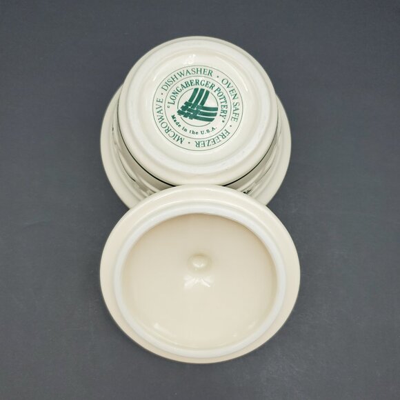 Longaberger Woven Traditions Heritage Green Butter Tub With Lid Covered Bowl - Picture 4 of 6